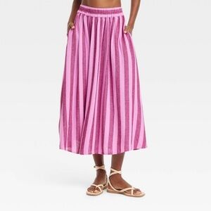 Beach Bungalow Linen Midi Picnic Skirt from A New Day sz XS